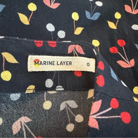 Marine Layer Women's Blue Cherry Print Ryan Midi Slip Skirt Size 0 - Picture 7 of 8